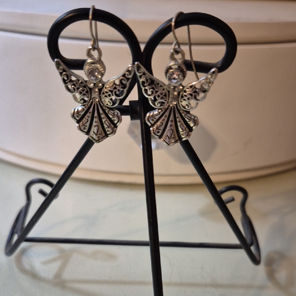Elegant Silver Angel Earrings